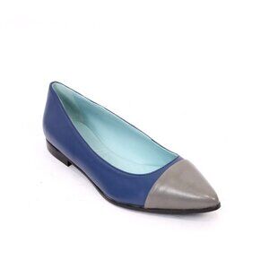 Maison Raro 5533 Blue / Gray Leather Pointy Toe Flats Shoes